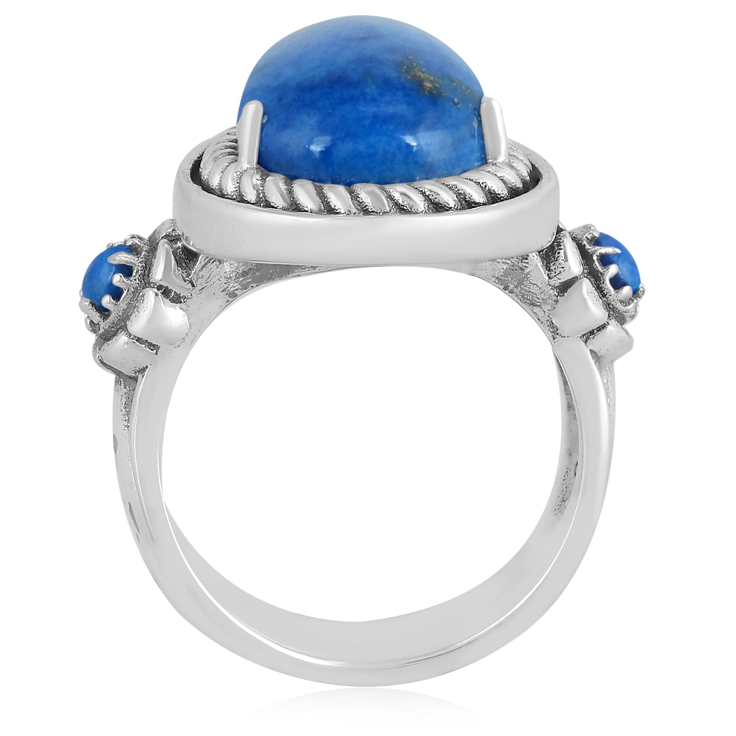 EXCLUSIVELY OURS! Sterling Silver Denim Lapis Rope Teardrop Ring Sizes 5 to 10