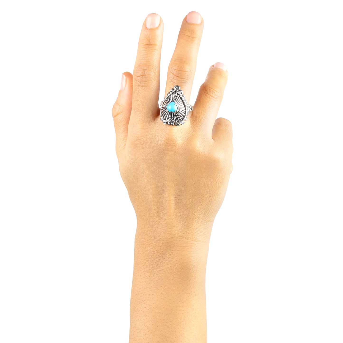 EXCLUSIVELY OURS! Sterling Silver Sleeping Beauty Turquoise Bold Heart Ring, Sizes 5 to 10