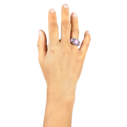 Sterling Silver Phosphosiderite 3-Stone Ring, Sizes 5 to 10