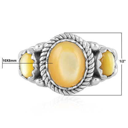 EXCLUSIVELY OURS! Sterling Silver Yellow Mother of Pearl 3-Stone Ring, Sizes 5 to 11