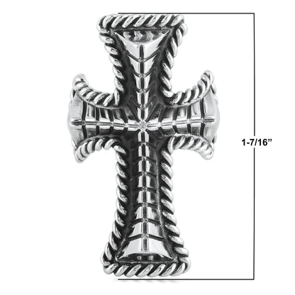 EXCLUSIVELY OURS! Sterling Silver Textured Cross Ring, Sizes 5 to 11