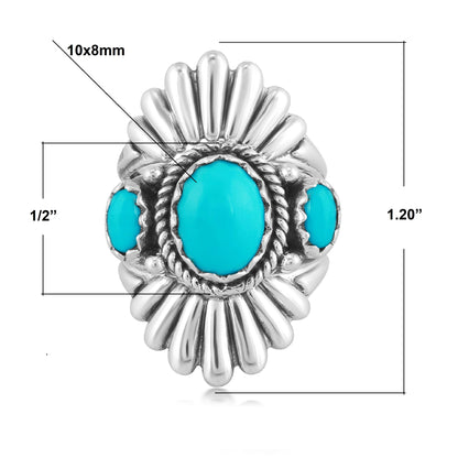 Sterling Silver Sleeping Beauty Turquoise Crown Ring Set, Sizes 5 to 10