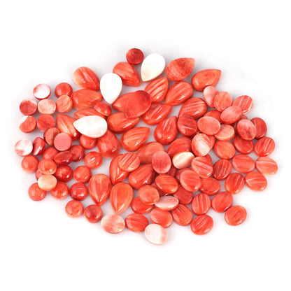 Sterling Silver Red Spiny Oyster Oval Leaf Pendant Enhancer