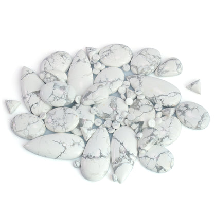 Sterling Silver White Howlite Gemstone Concha Flower Ring, Sizes 5 to 10