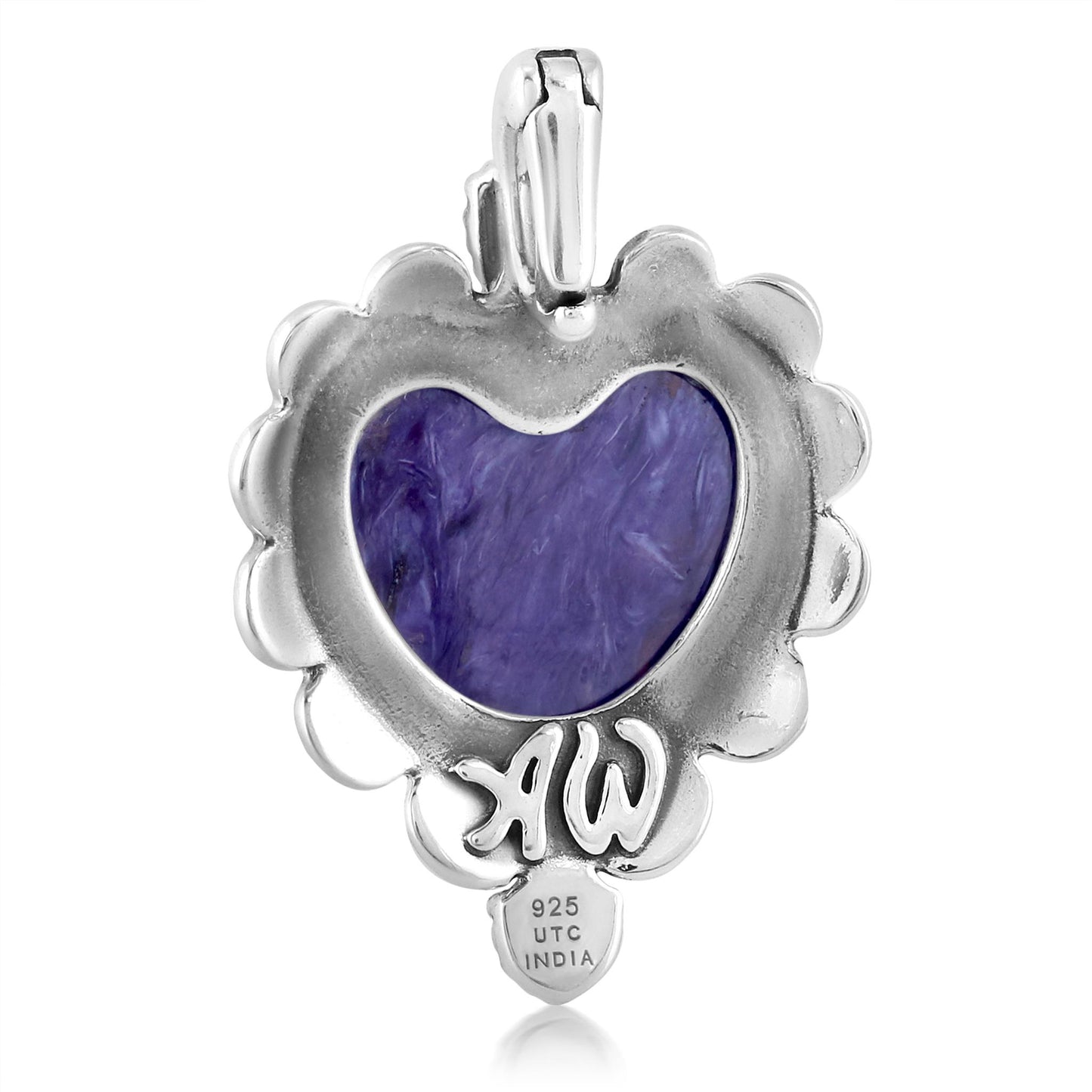 EXCLUSIVELY OURS! Sterling Silver Charoite and Rhodonite Heart Pendant Enhancer