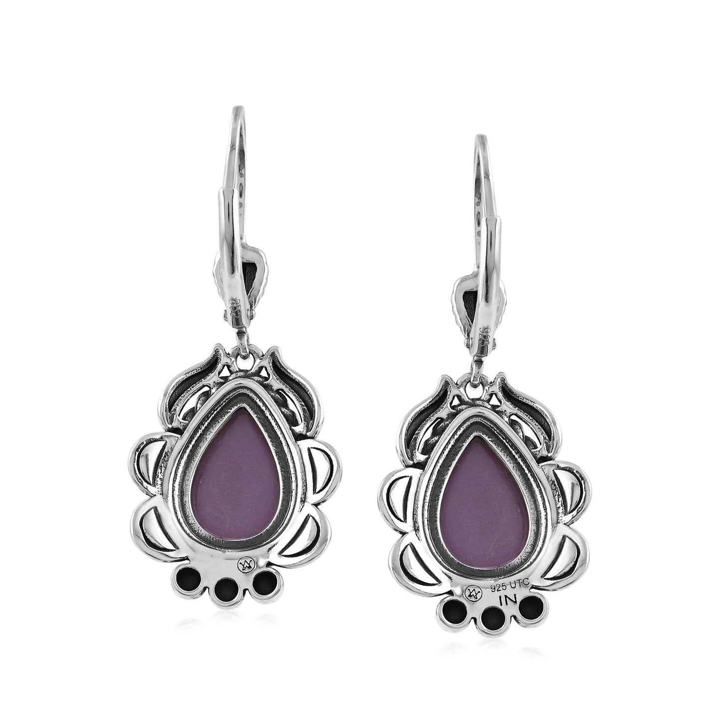Sterling Silver Phosphosiderite Pear-Cut Rope Design Lever Back Earrings