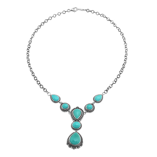 LIMITED EDITION! Sterling Silver Kingman Turquoise Rope and Bead Necklace