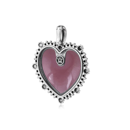 EXCLUSIVELY OURS! Sterling Silver Pink Concha Shell Heart Pendant Enhancer