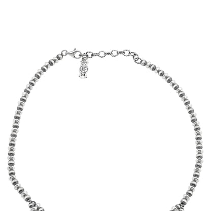  Sterling Silver Malachite Marquise-Cut Squash Blossom Necklace 