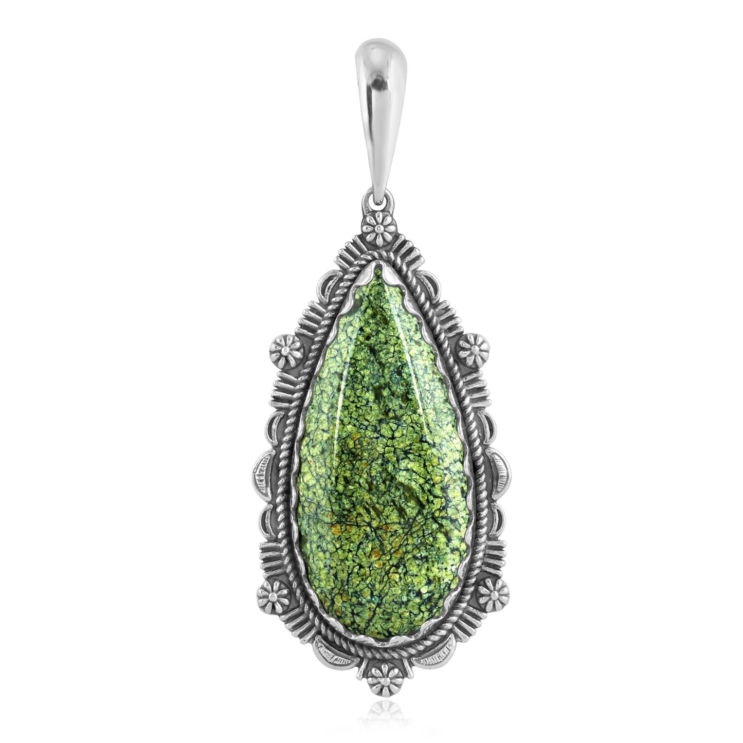 EXCLUSIVELY OURS! Sterling Silver Serpentine Teardrop Bordered Design Pendant Enhancer