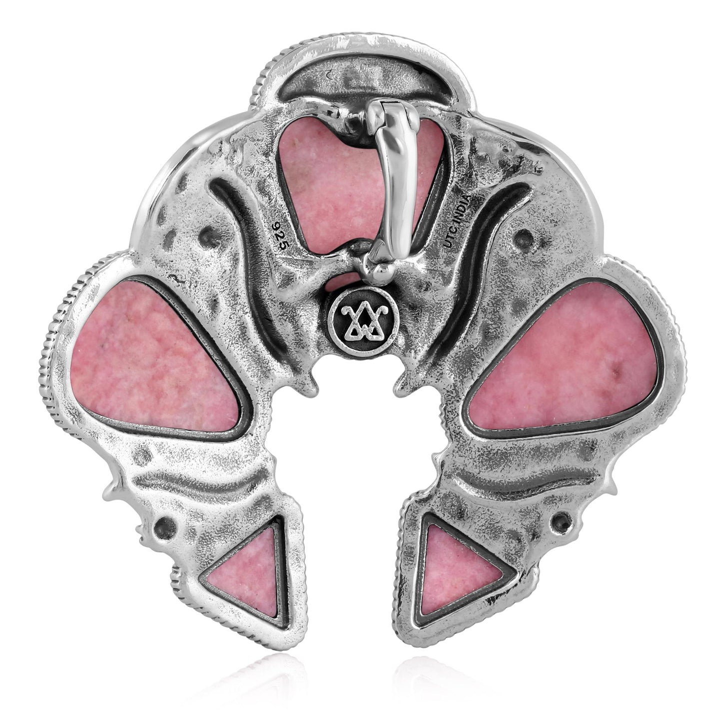 Sterling Silver Rhodonite Soft Triangle Naja Pendant Enhancer