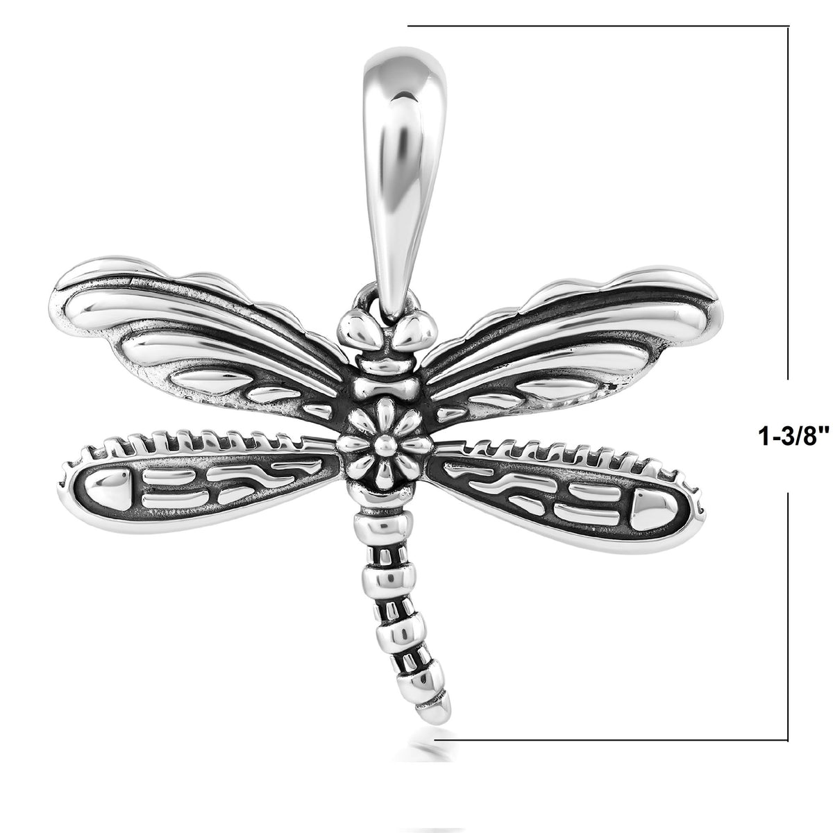Sterling Silver Dragonfly Textured Pendant Enhancer