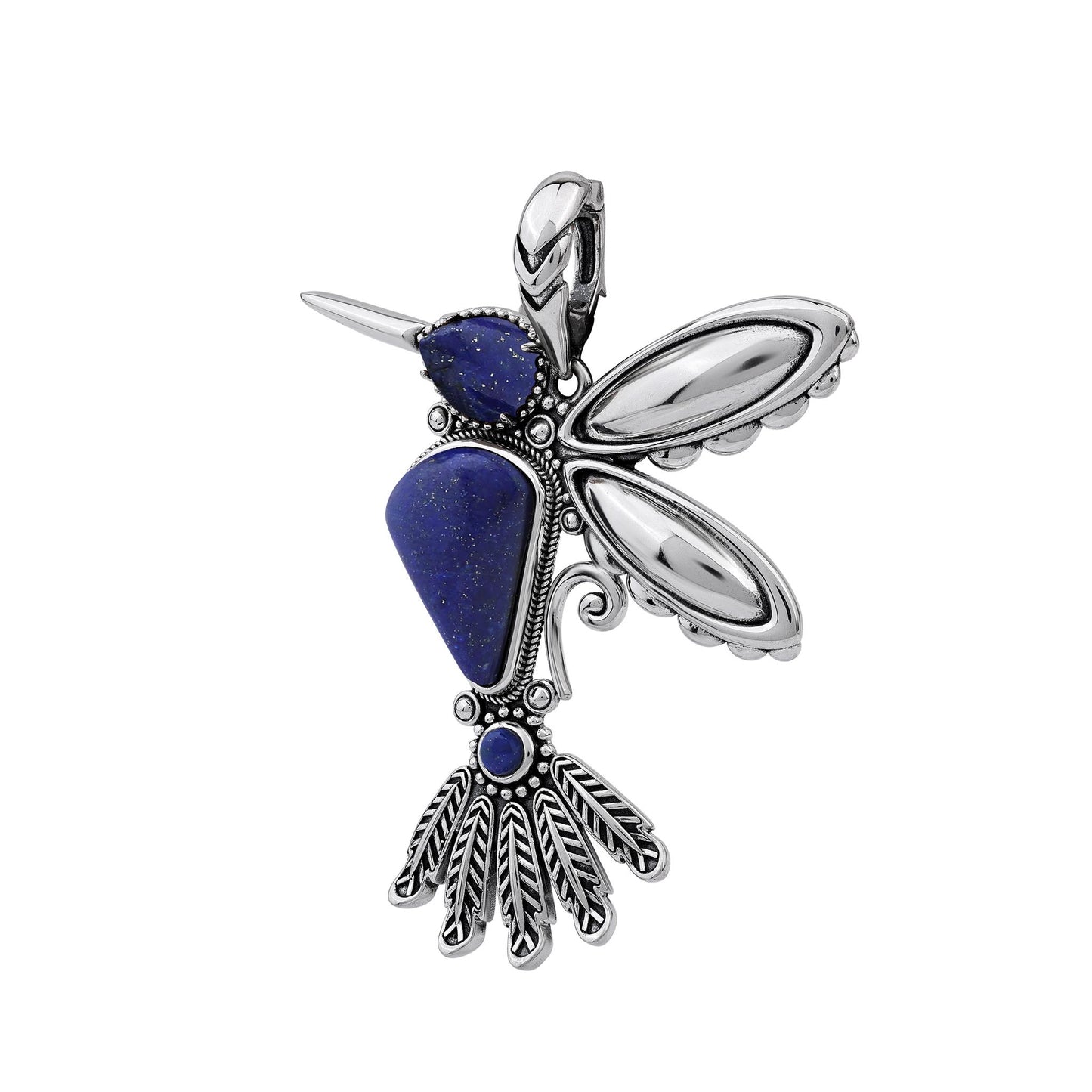 Sterling Silver and Lapis Hummingbird Pendant Enhancer