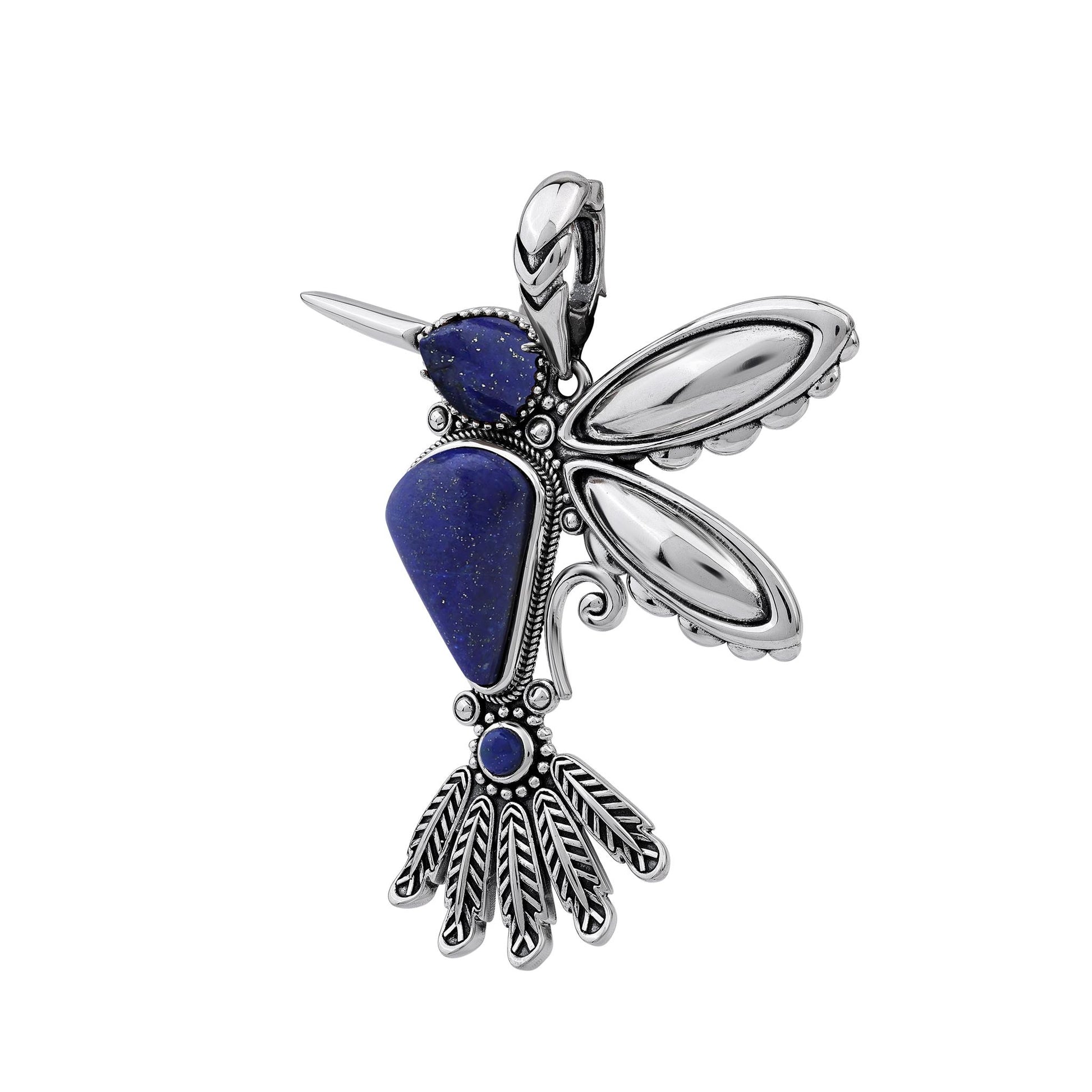 Sterling Silver and Lapis Hummingbird Pendant Enhancer
