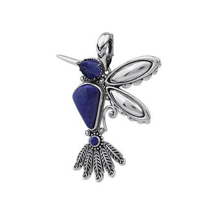 Sterling Silver and Lapis Hummingbird Pendant Enhancer