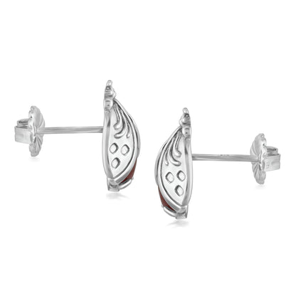 Sterling Silver Red Onyx Ladybug Stud Earrings