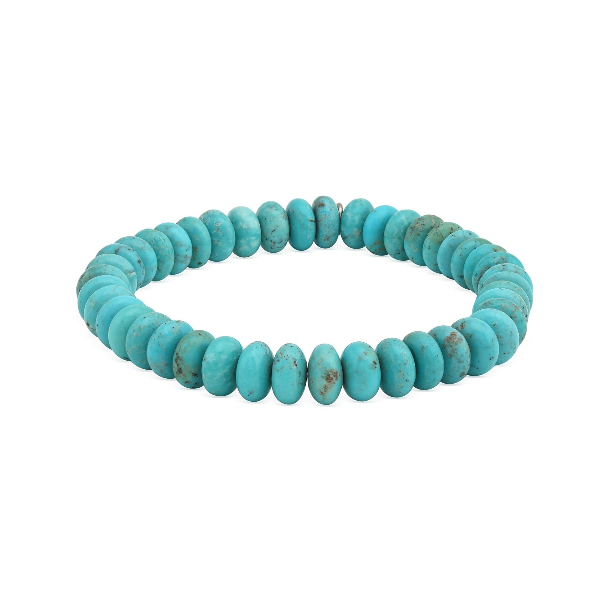 Sterling Silver Kingman Turquoise Bead Stretch Bracelet