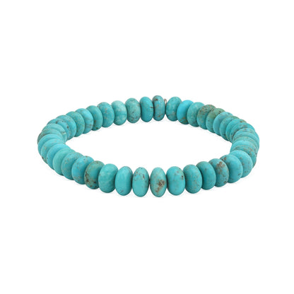 Sterling Silver Kingman Turquoise Bead Stretch Bracelet