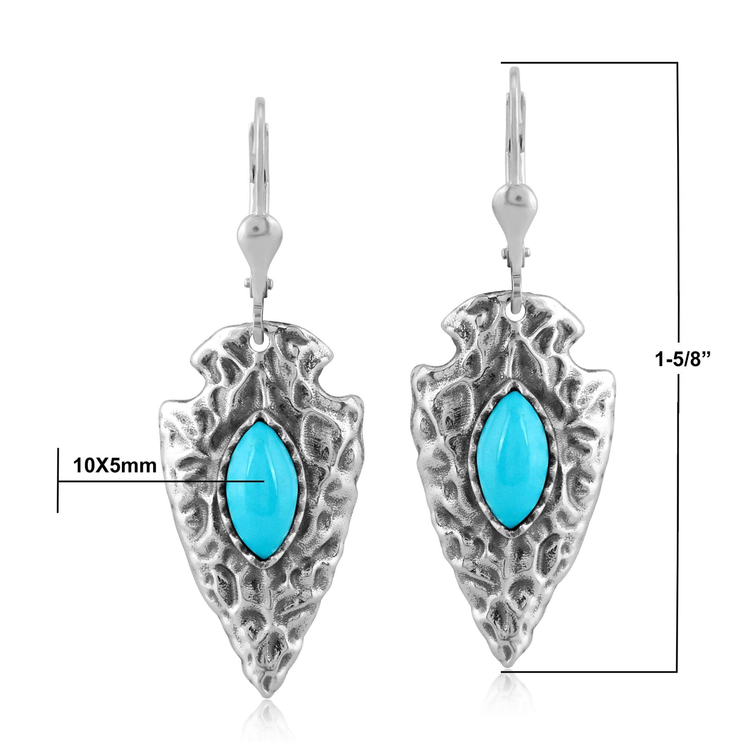 EXCLUSIVELY OURS! Sterling Silver Kingman Turquoise Fritz Casuse Arrowhead Lever Back Earrings