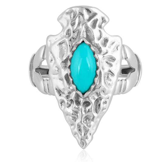 EXCLUSIVELY OURS! Sterling Silver Kingman Turquoise Fritz Casuse Arrowhead Ring Sizes 5 to 10