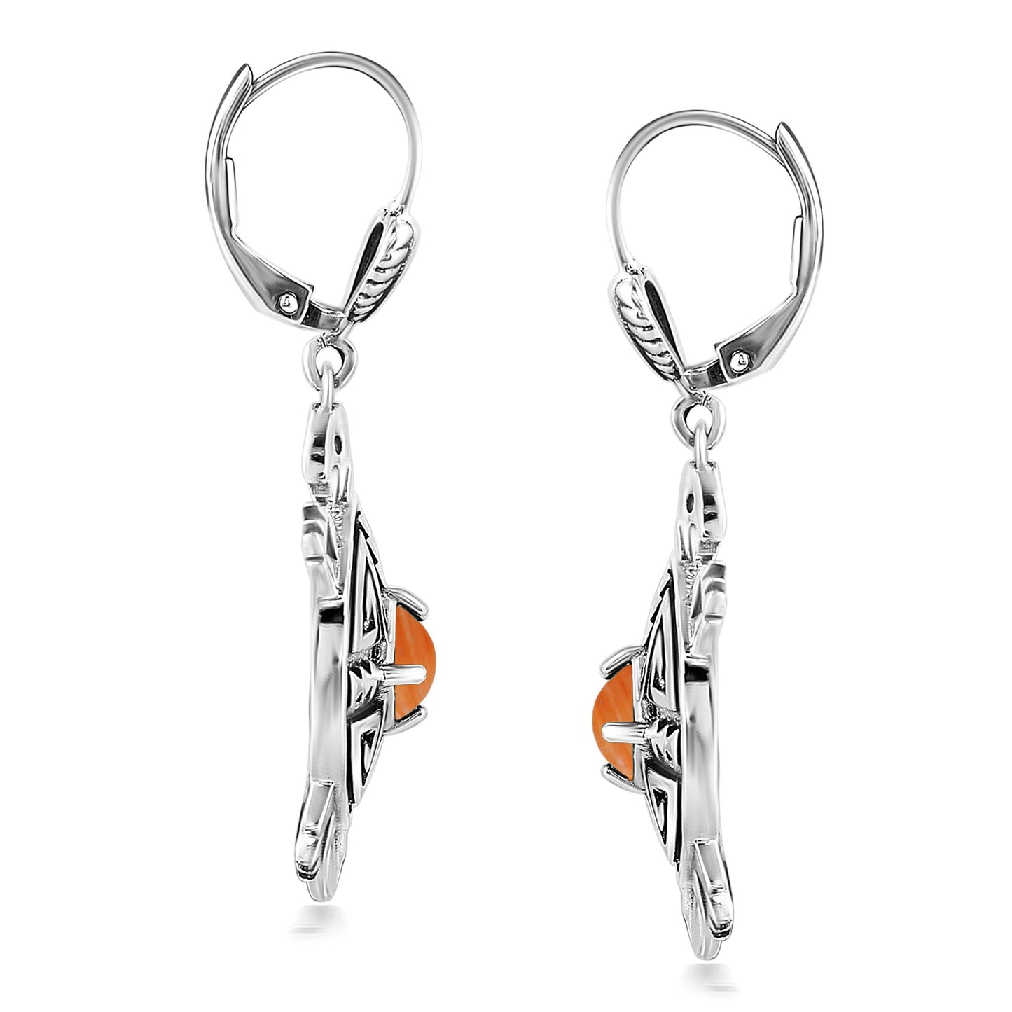EXCLUSIVELY OURS! Sterling Silver Orange Spiny Oyster Turtle Dangle Earrings