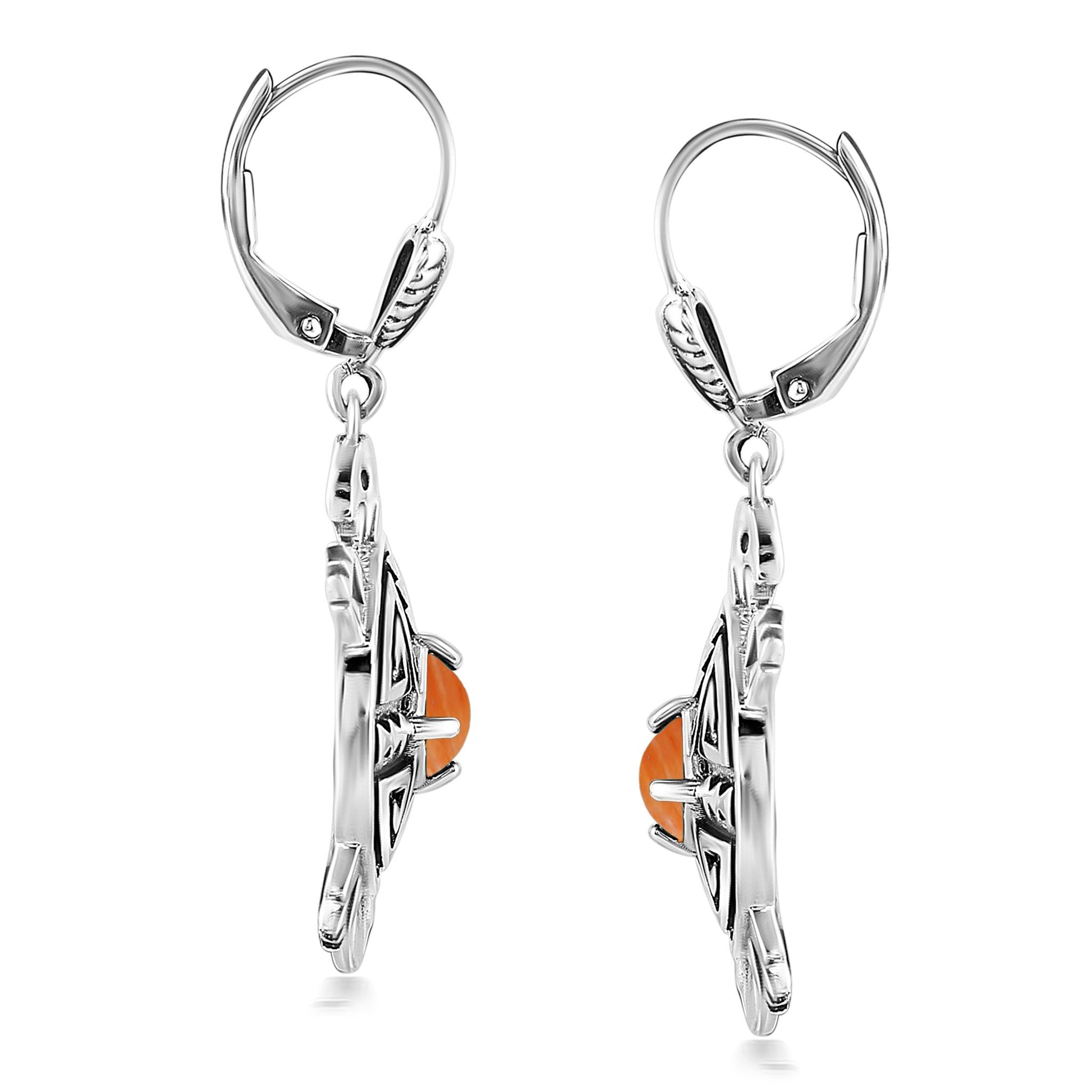 EXCLUSIVELY OURS! Sterling Silver Orange Spiny Oyster Turtle Dangle Earrings