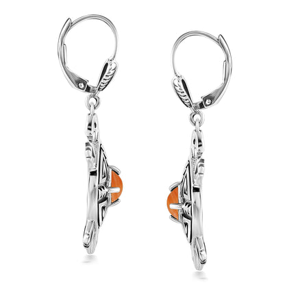 EXCLUSIVELY OURS! Sterling Silver Orange Spiny Oyster Turtle Dangle Earrings