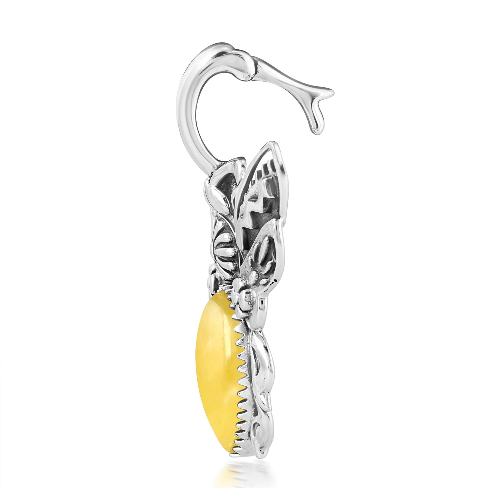 Sterling Silver Yellow Jasper Bumblebee Pendant Enhancer