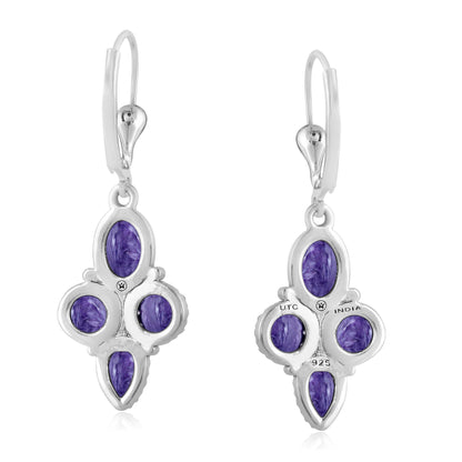 EXCLUSIVELY OURS! Sterling Silver Charoite Lever Back Dangle Earrings