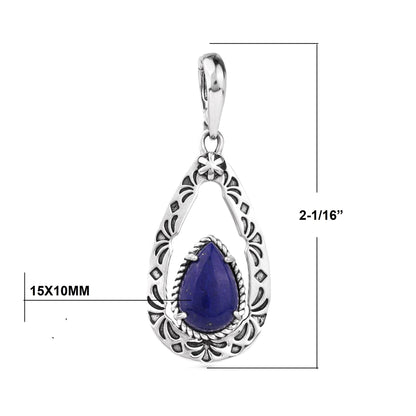 EXCLUSIVELY OURS! Sterling Silver Lapis Pear Open Teardrop Pendant Enhancer