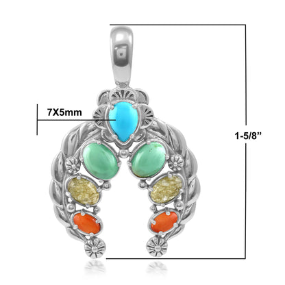 LIMITED EDITION! Sterling Silver Multi-Colored Gemstone Twisted Rope Naja Pendant Enhancer