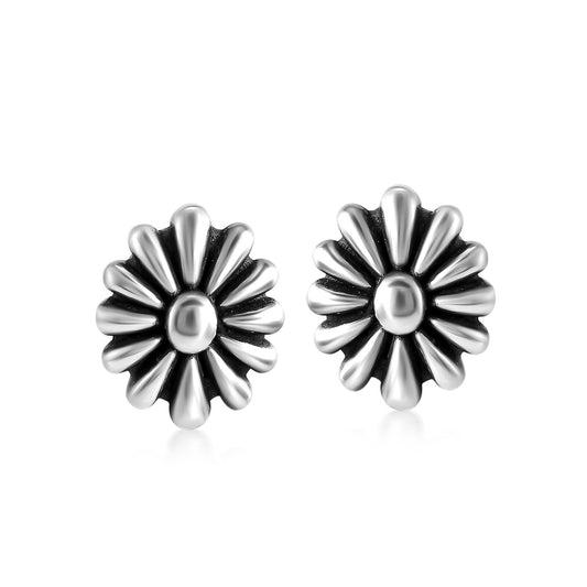 Sterling Silver Concha Flower Stud Earrings