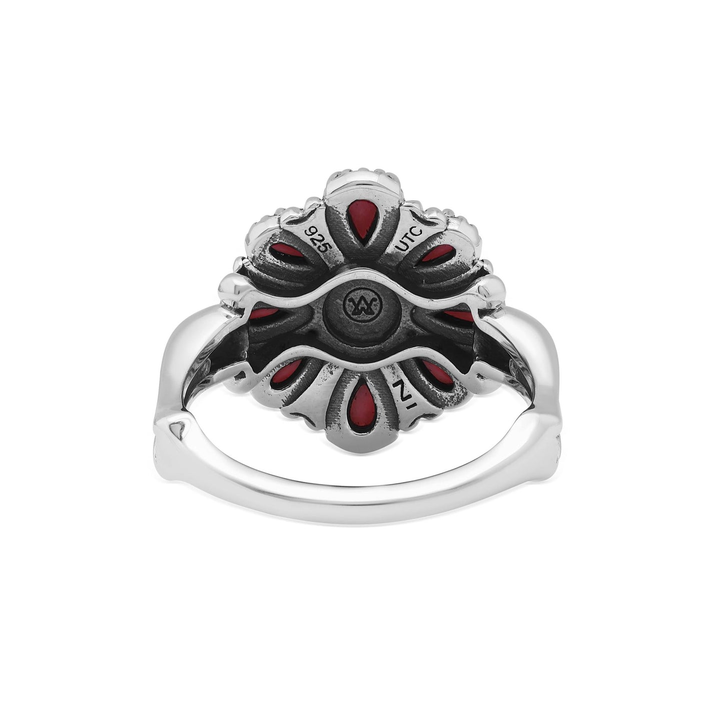  Sterling Silver Rhodonite Flower Cluster Ring, Sizes 5 to 10