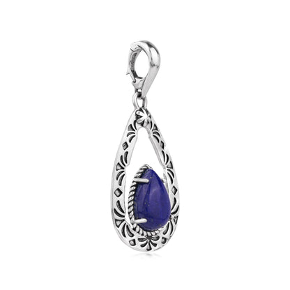 EXCLUSIVELY OURS! Sterling Silver Lapis Pear Open Teardrop Pendant Enhancer