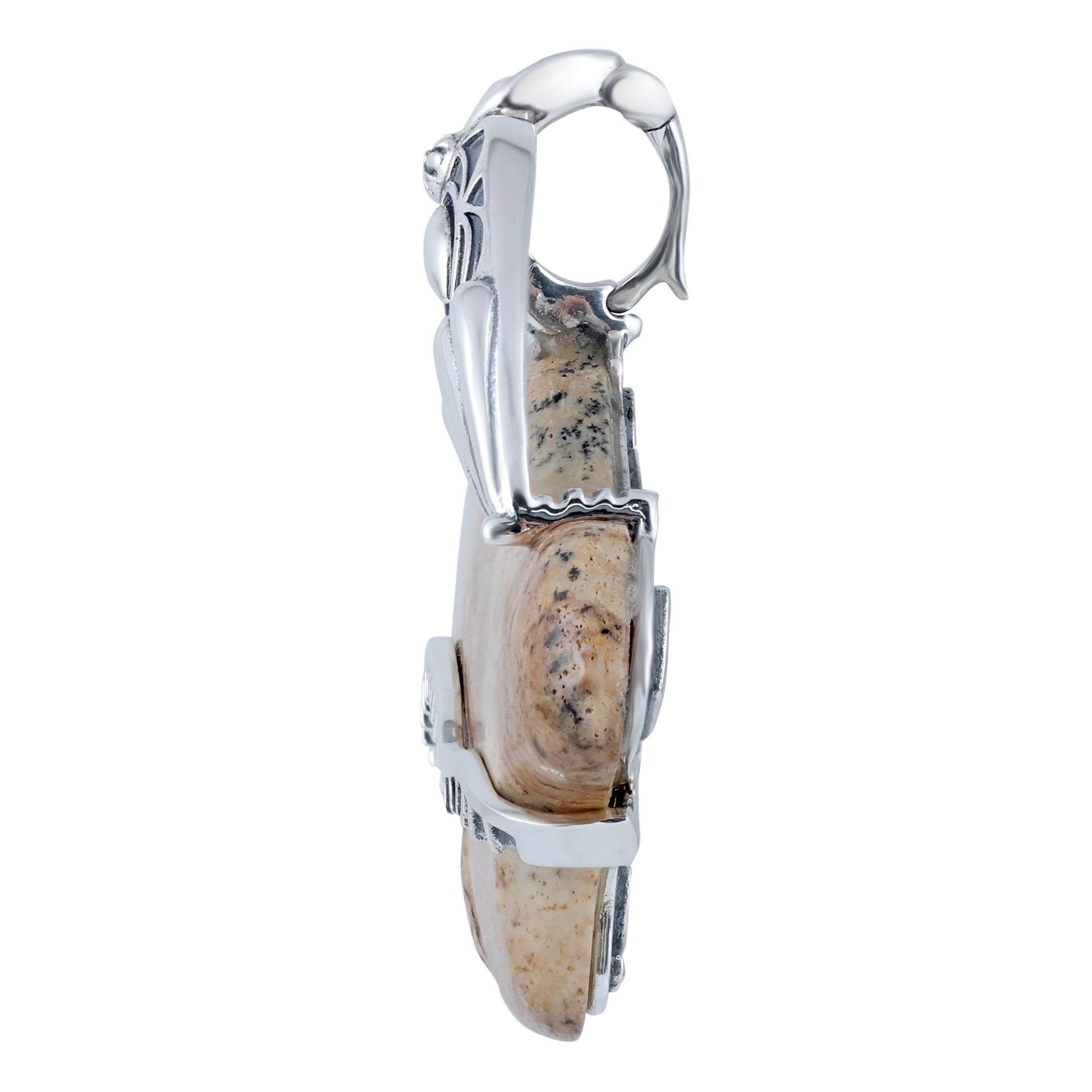 Sterling Silver Picture Jasper Rabbit "Trickster" Pendant Enhancer 