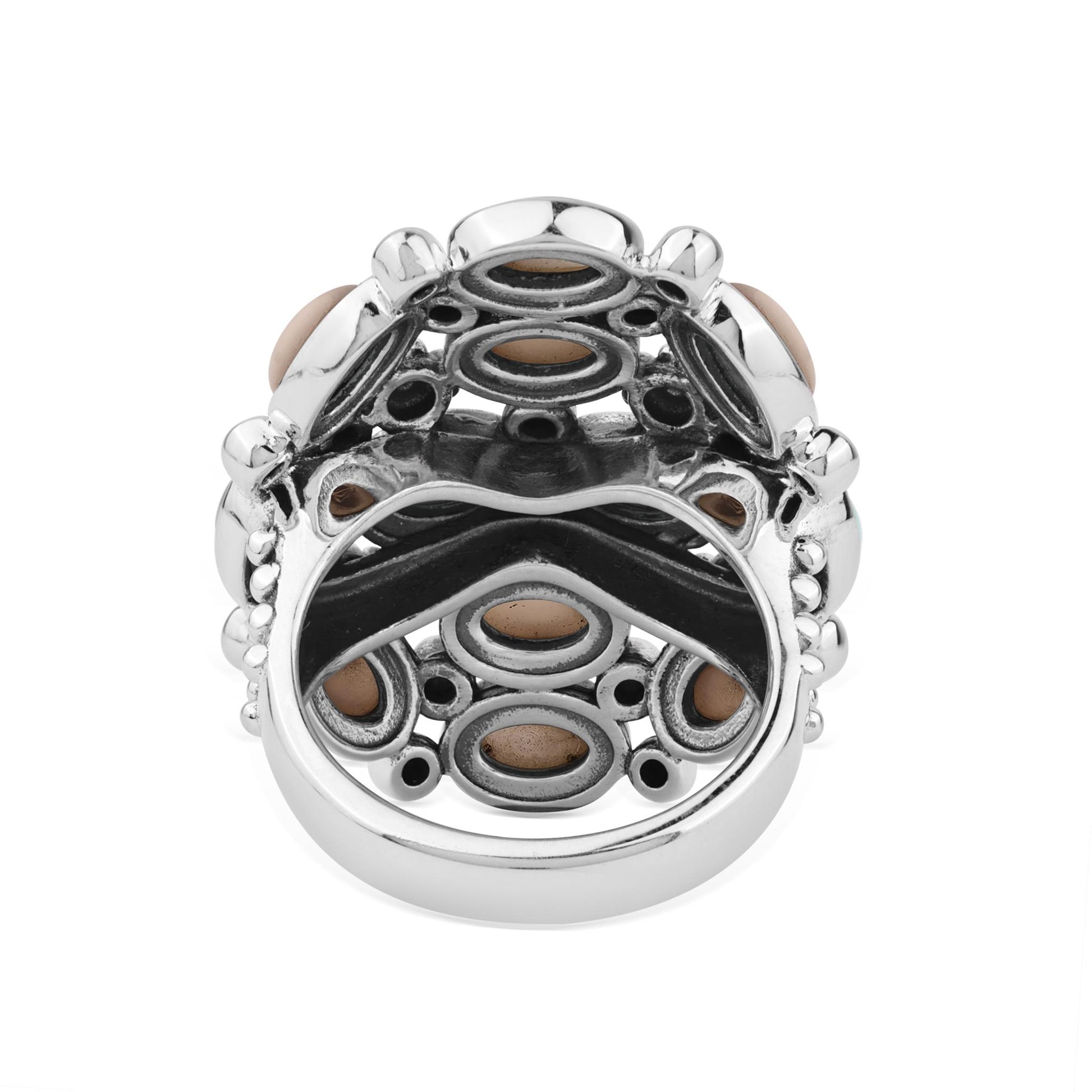  Sterling Silver White Mother of Pearl Oval 12-Stone Cluster Ring