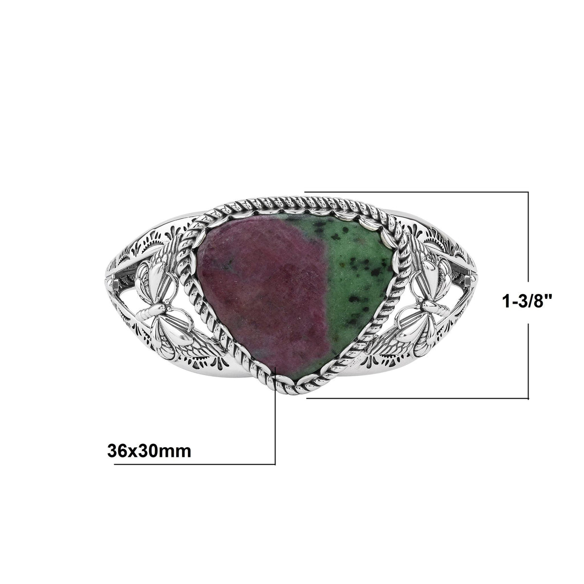 EXCLUSIVELY OURS! Sterling Silver Ruby Zoisite Gemstone Butterfly Cuff Bracelet