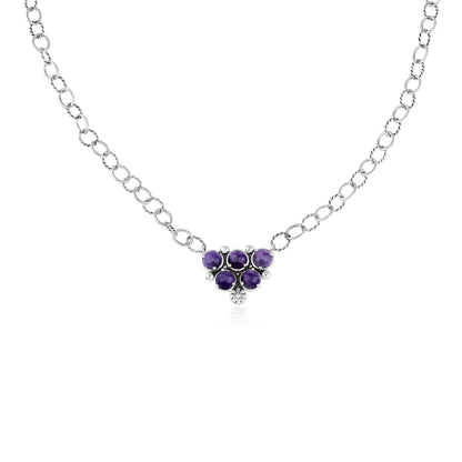 EXCLUSIVELY OURS! Sterling Silver Charoite Concha Cluster Oval Link Necklace, 20 Inches