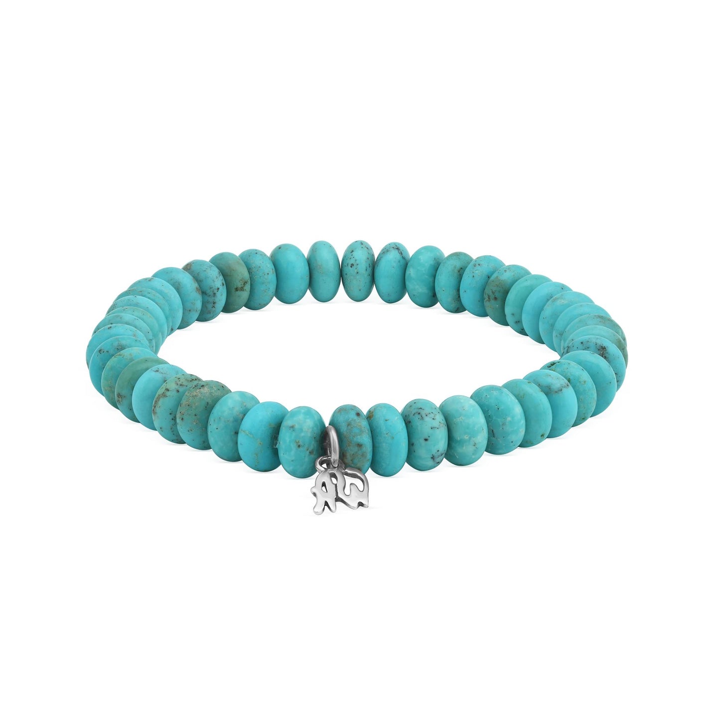 Sterling Silver Kingman Turquoise Bead Stretch Bracelet