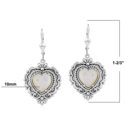 EXCLUSIVELY OURS! Sterling Silver White Mother of Pearl Heart Lever Back Earrings