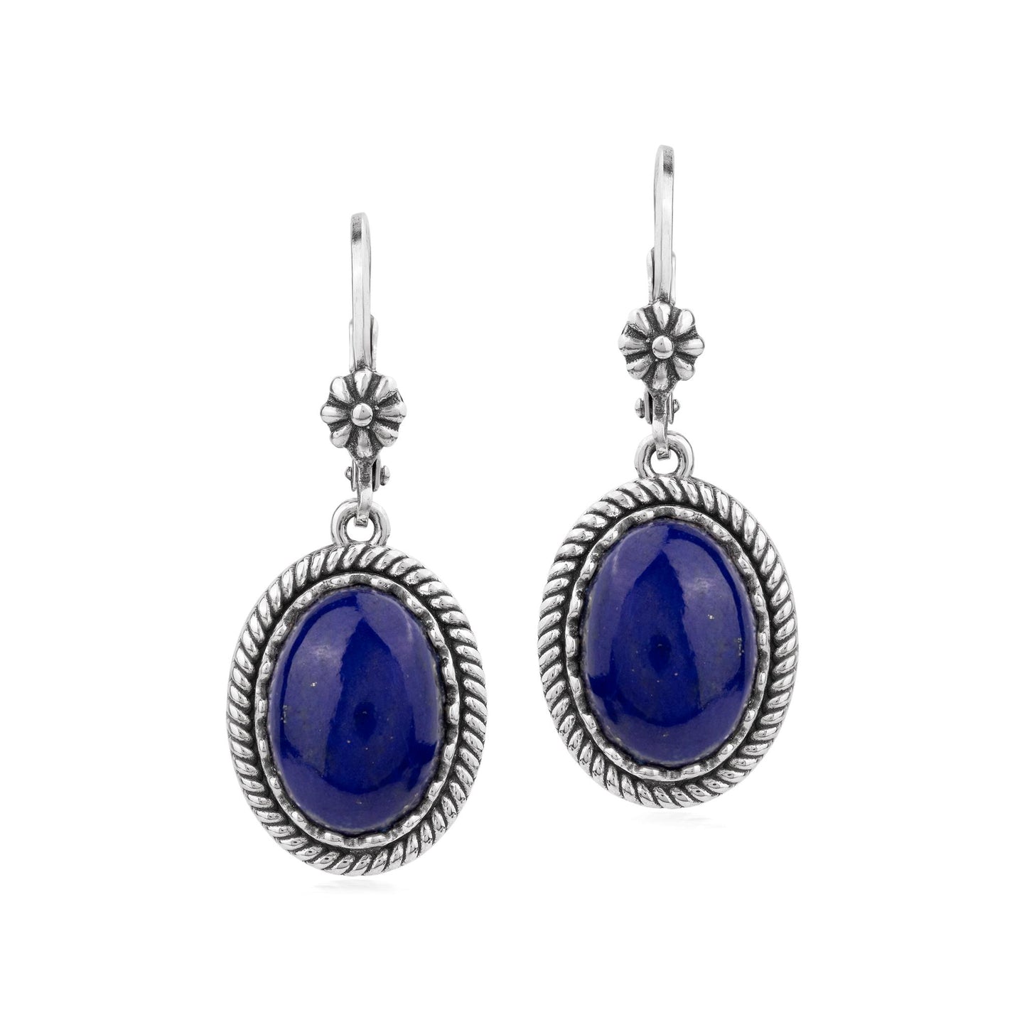 EXCLUSIVELY OURS! Sterling Silver Lapis Oval Drop Lever Back Earrings