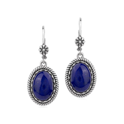 EXCLUSIVELY OURS! Sterling Silver Lapis Oval Drop Lever Back Earrings