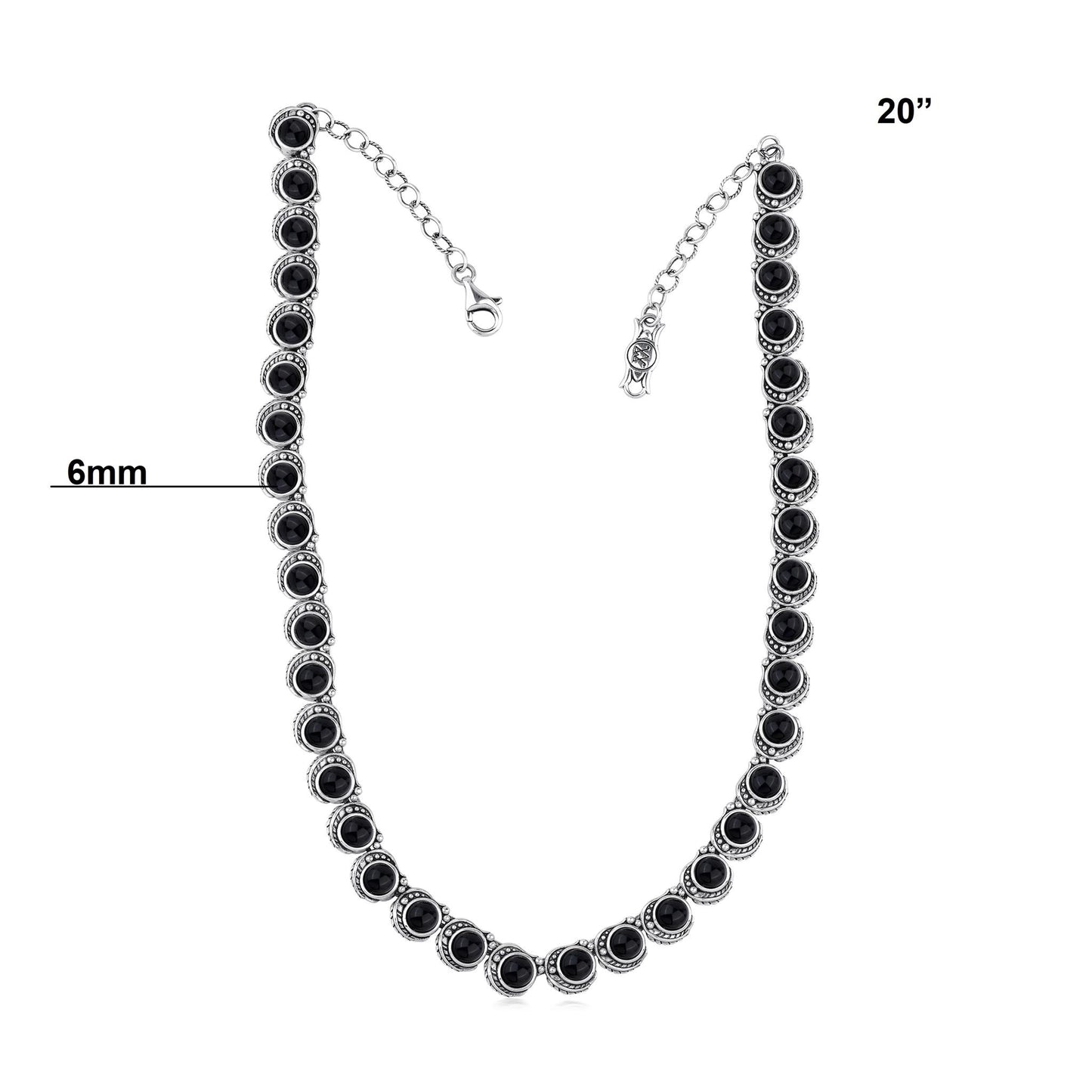 LIMITED EDITION! Sterling Silver Black Onyx Round Cabochon Necklace, 20 Inches