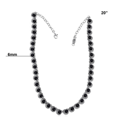 LIMITED EDITION! Sterling Silver Black Onyx Round Cabochon Necklace, 20 Inches