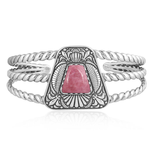 Sterling Silver Rhodonite Trapezoid Cuff Bracelet