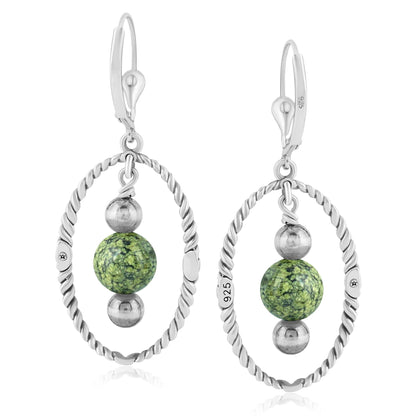 EXCLUSIVELY OURS! Sterling Silver Serpentine Rope and Bead Halo Dangle Earrings