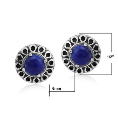 EXCLUSIVELY OURS! Sterling Silver Lapis Sunburst Stud Earrings