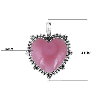EXCLUSIVELY OURS! Sterling Silver Pink Concha Shell Heart Pendant Enhancer