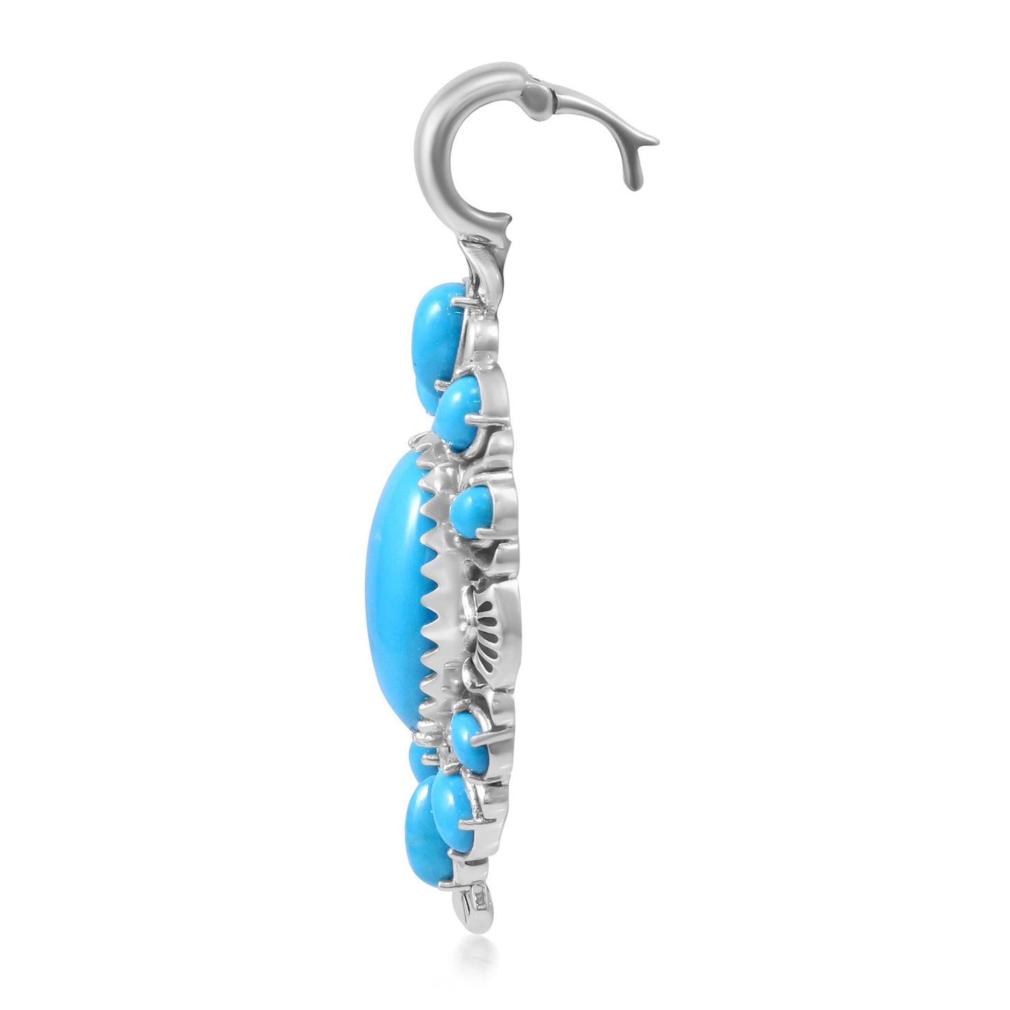 Sterling Silver Kingman Turquoise Oval and Pear Bold Pendant Enhancer
