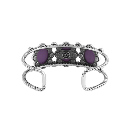 Sterling Silver Phosphosiderite Oval Scallop Concha Cuff Bracelet